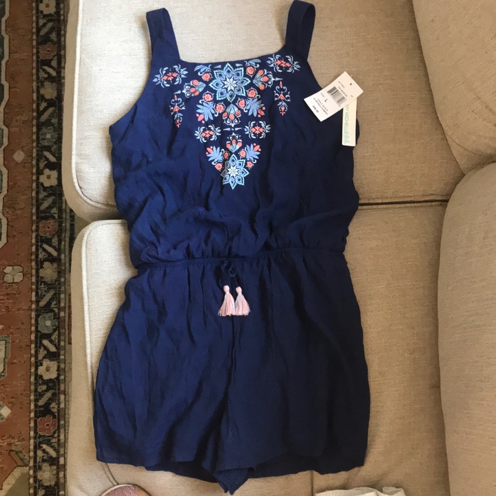 My Michelle brand girls navy romper, Large 12-14